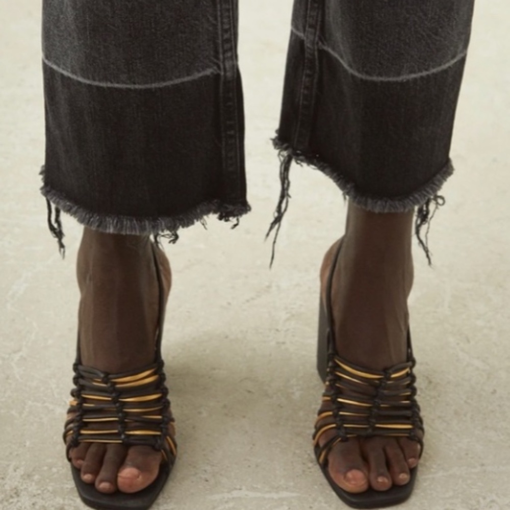 Rachel Comey Black & Gold Kross Leather Sandal